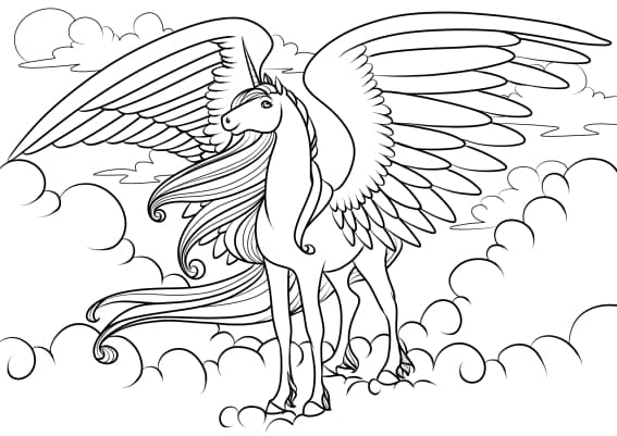 Einhorn Pegasus Malbuch Ausmalbild